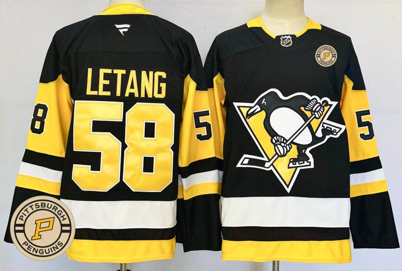Men Pittsburgh Penguins #58 Letang Black Fanatics 2025 NHL Jersey style 5->pittsburgh penguins->NHL Jersey